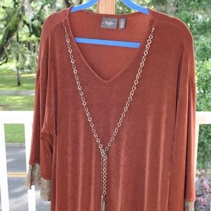Traveler's by Chico's rust & bronze tone top